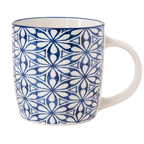Blue Geometric Ceramic Mug 350ml Assorted Designs Mugs FabFinds Ornate Diamonds