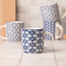 Blue Geometric Ceramic Mug 350ml Assorted Designs Mugs FabFinds
