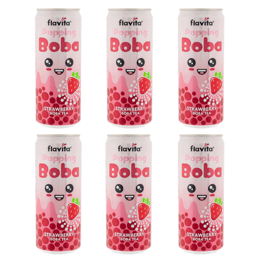 Flavita Popping Boba Tea Assorted Flavours Drinks flavita Strawberry Pack of 6