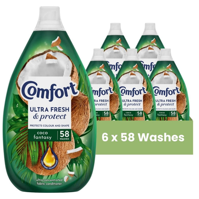 Comfort Coco Fantasy Concentrated Fabric Conditioner 58 Washes Assorted Packs Laundry - Fabric Conditioner Comfort Pack of 6