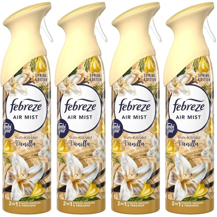 Febreze Sun-Kissed Vanilla Air Freshener Spray 185ml Assorted Packs Air Fresheners FabFinds Pack of 4