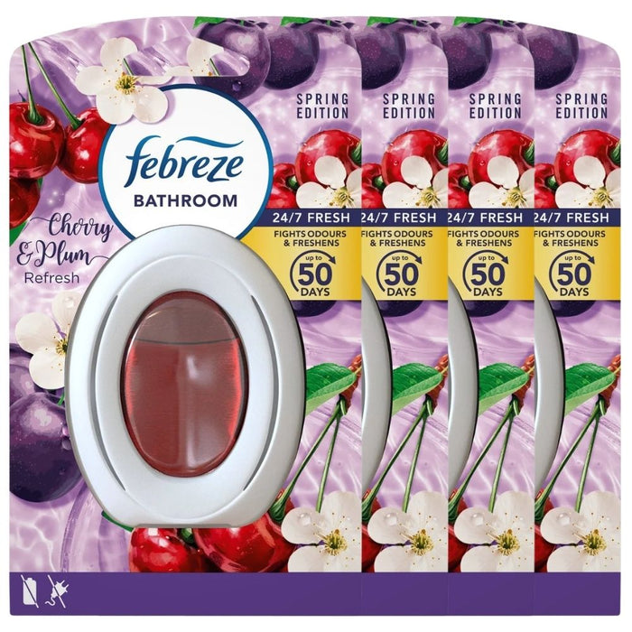 Febreze Cherry & Plum Refresh Bathroom Air Freshener 7.5ml Assorted Packs Air Fresheners Febreze Pack of 4