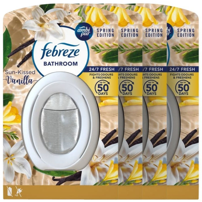 Febreze Sun-Kissed Vanilla Bathroom Air Freshener 7.5ml Assorted Packs Air Fresheners Febreze Pack of 4