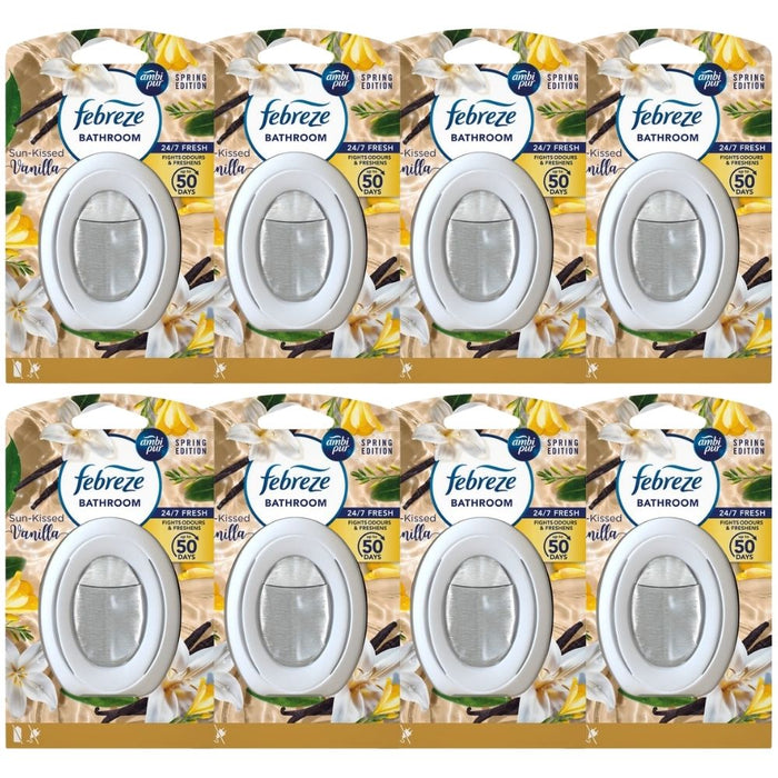 Febreze Sun-Kissed Vanilla Bathroom Air Freshener 7.5ml Assorted Packs Air Fresheners Febreze Pack of 8