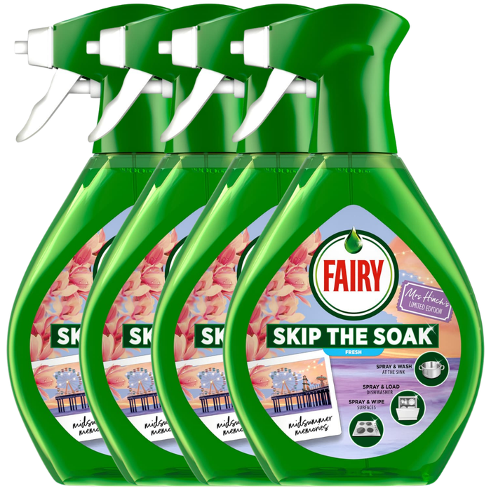Fairy Skip the Soak Spray Mrs Hinch's Midsummer Memories 650ml Assorted Packs Washing Up Liquid Fairy Pack of 4