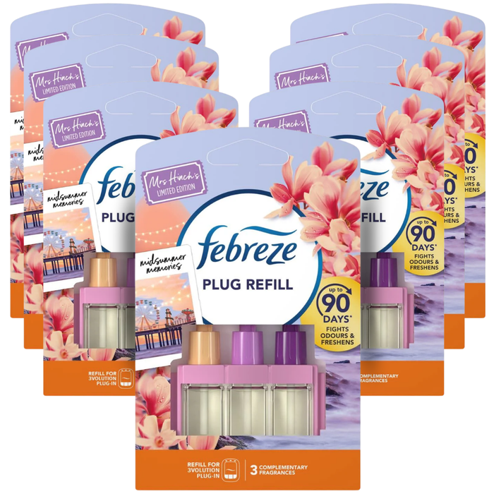 Febreze 3volution Plug Refill Mrs Hinch's Midsummer Memories 20ml Assorted Packs Air Fresheners & Re-fills Febreze Pack of 7