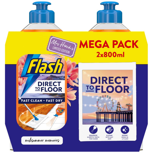Flash Direct To Floor Cleaner Mrs Hinch's Midsummer Memories 2x800ml Assorted Packs Floor Cleaner Flash Pack of 1