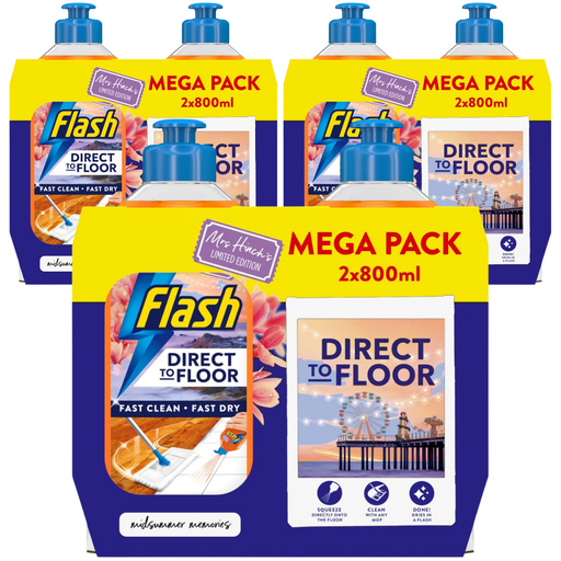 Flash Direct To Floor Cleaner Mrs Hinch's Midsummer Memories 2x800ml Assorted Packs Floor Cleaner Flash Pack of 3