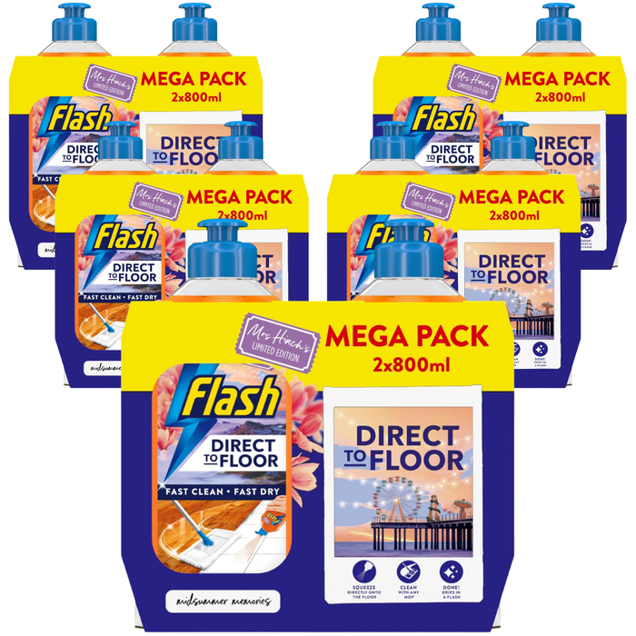 Flash Direct To Floor Cleaner Mrs Hinch's Midsummer Memories 2x800ml Assorted Packs Floor Cleaner Flash Pack of 5