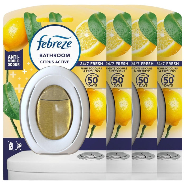 Febreze Citrus Active Anti-Mould Bathroom Air Freshener 7.5ml Assorted Packs Air Fresheners Febreze Pack of 4