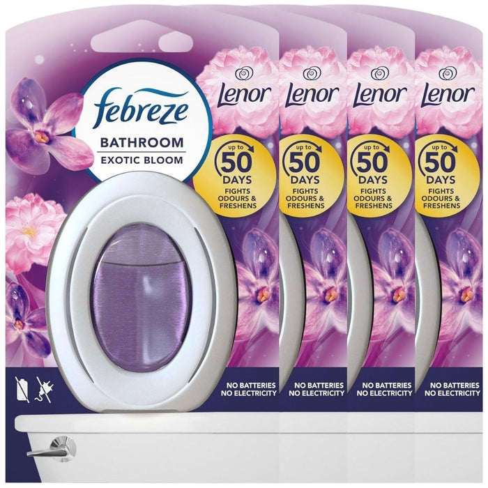 Febreze Exotic Bloom Bathroom Air Freshener 7.5ml Assorted Packs Air Fresheners Febreze Pack of 4