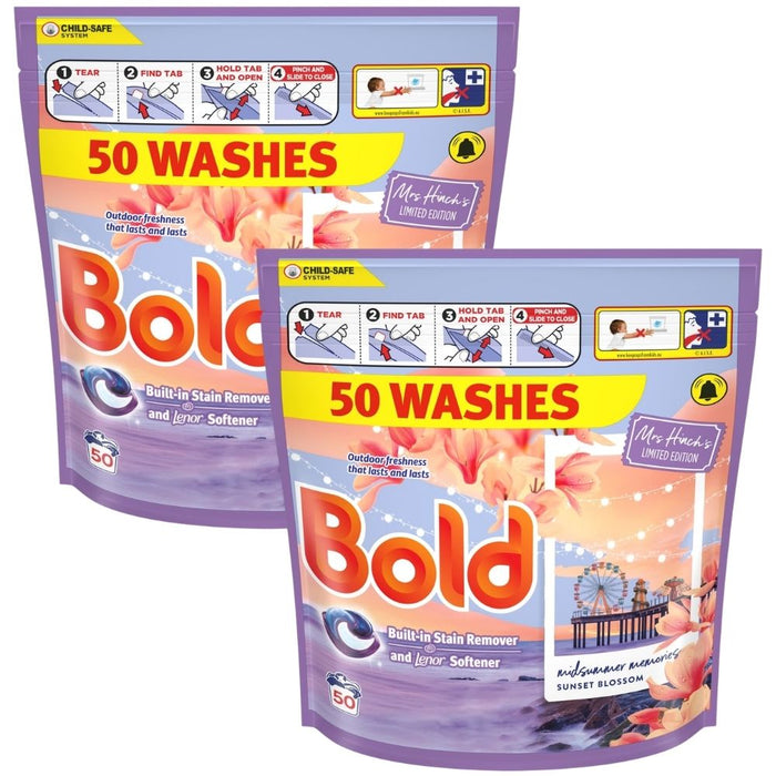 Bold Laundry Pods Mrs Hinch's Midsummer Memories 50 Wash Assorted Packs Laundry Detergent Bold Pack of 2