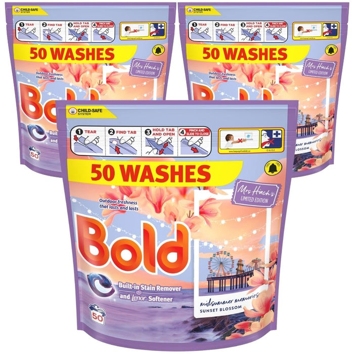Bold Laundry Pods Mrs Hinch's Midsummer Memories 50 Wash Assorted Packs Laundry Detergent Bold Pack of 3