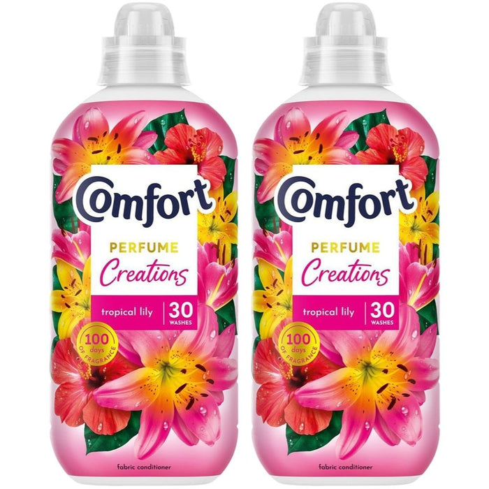 Comfort Perfume Creations Tropical Lily Fabric Conditioner 30 Washes 900ml Assorted Packs Laundry - Fabric Conditioner FabFinds Pack of 2