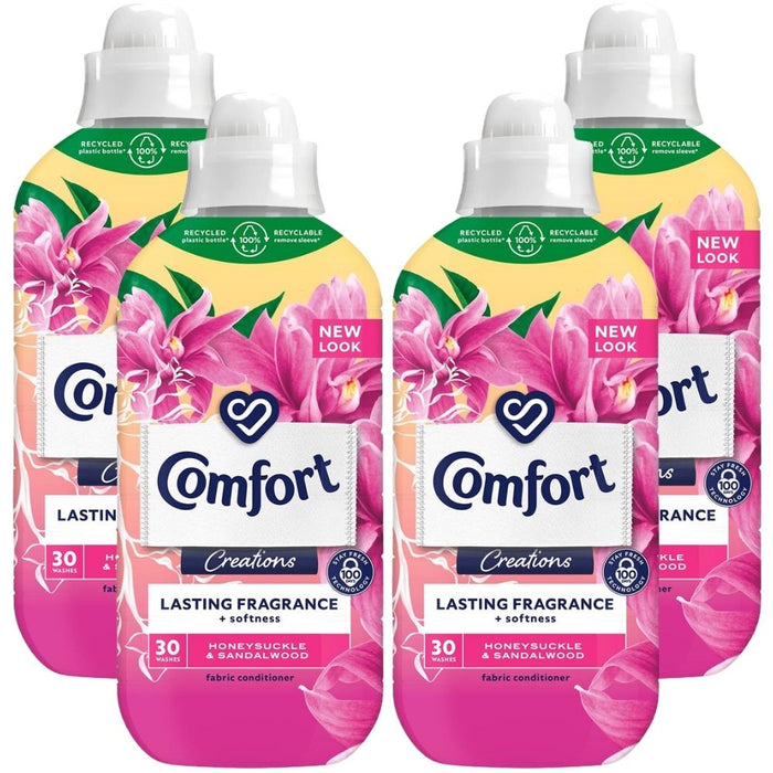 Comfort Creations Honeysuckle and Sandalwood Fabric Conditioner 30 Washes 900ml Assorted Packs Laundry - Fabric Conditioner FabFinds Pack of 4