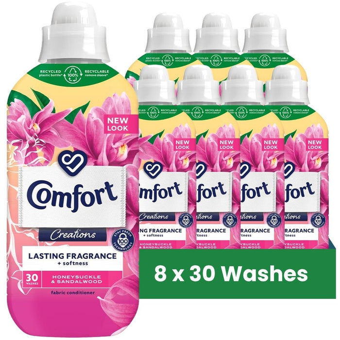 Comfort Creations Honeysuckle and Sandalwood Fabric Conditioner 30 Washes 900ml Assorted Packs Laundry - Fabric Conditioner FabFinds Pack of 8