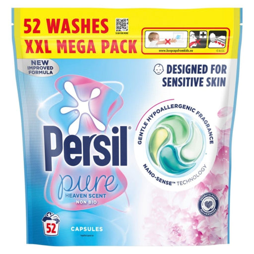 Persil Non-Bio Capsules Pure Heaven Scent Assorted 52 Wash Packs Laundry Detergent Persil Pack of 1