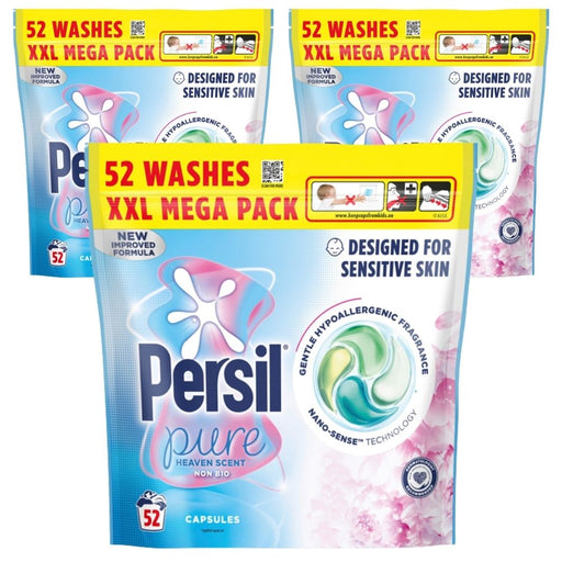 Persil Non-Bio Capsules Pure Heaven Scent Assorted 52 Wash Packs Laundry Detergent Persil Pack of 3