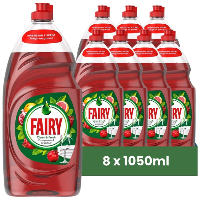 Fairy Washing Up Liquid Pomegranate & Grapefruit 1050ml Assorted Packs Washing Up Liquid FabFinds Pack of 8