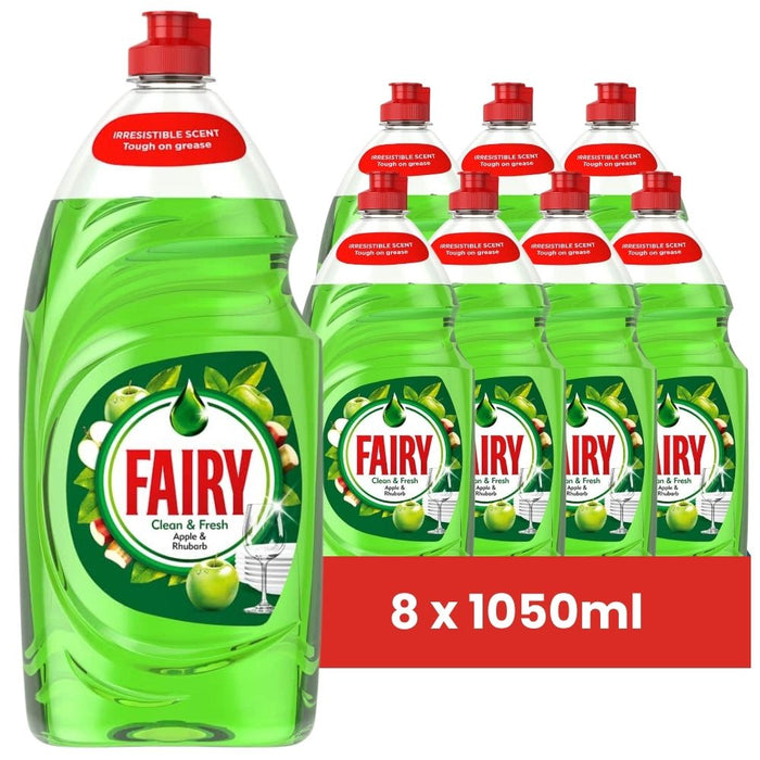 Fairy Washing Up Liquid Apple & Rhubarb 1050ml Assorted Packs Washing Up Liquid FabFinds Pack of 8