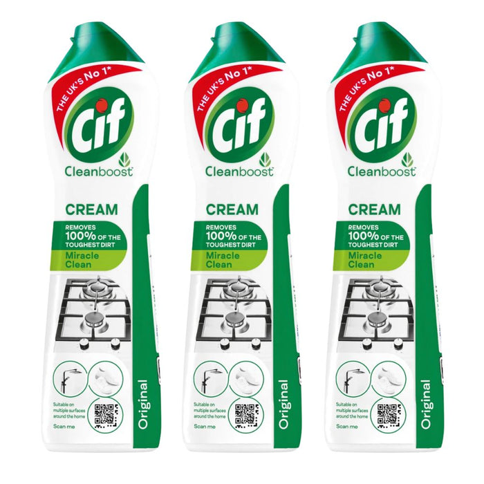 CIF Cream Cleanboost White Original Surface Cleaner 500ml Assorted Packs Multi purpose Cleaners Cif Pack of 3