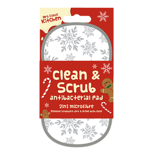 Christmas 2 In 1 Scrubbing Pad 19cm x 9.5cm Cloths, Sponges & Scourers FabFinds Grey