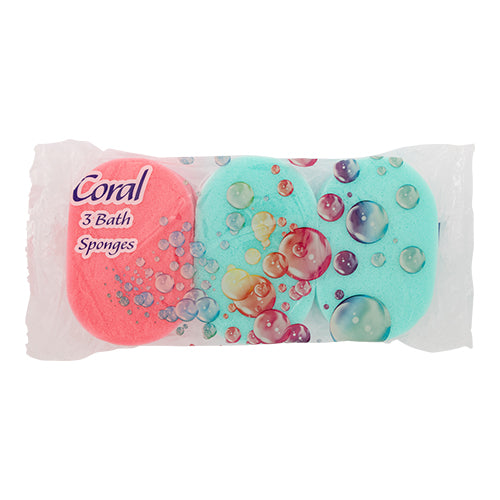 Coral Bath Sponges 3 Pk Assorted Colours Sponges, Mits & Face Cloths egl homecare Turquoise & Pink  