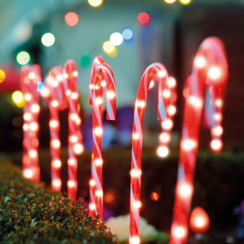 Candy Cane Outdoor Light Stakes 240cm 5 Pack Christmas Indoor & Outdoor Lighting FabFinds   