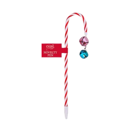 Candy Cane Pen Assorted Festive Designs Kids Stationery FabFinds Pink Bells