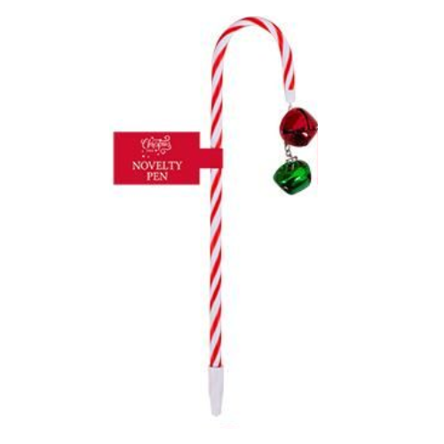 Candy Cane Pen Assorted Festive Designs Kids Stationery FabFinds Red Bells