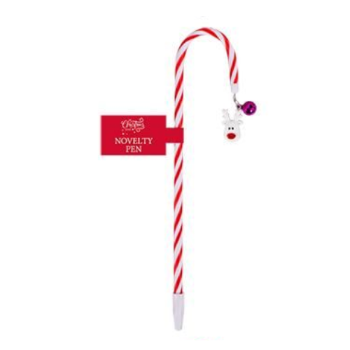 Candy Cane Pen Assorted Festive Designs Kids Stationery FabFinds White Reindeer