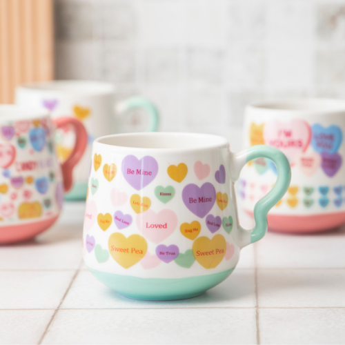 Candy Hearts Ceramic Mug 390ml Assorted Styles Mugs FabFinds Be Mine