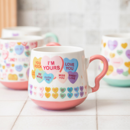 Candy Hearts Ceramic Mug 390ml Assorted Styles Mugs FabFinds Sweet Pea