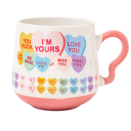 Candy Hearts Ceramic Mug 390ml Assorted Styles Mugs FabFinds