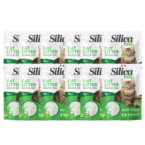 Silica Gel Non-Clumping Cat Litter Aloe Vera Scented 5 Litres Assorted Pack Size Cat Litter Fabfinds 12 Pack