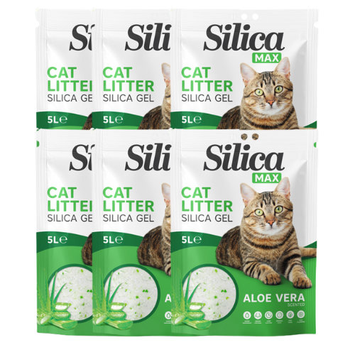 Silica Gel Non-Clumping Cat Litter Aloe Vera Scented 5 Litres 6 Pack Cat Litter FabFinds