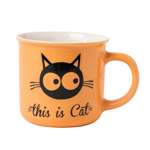 Cat Lover Ceramic Mug 390ml Assorted Playful Designs Mugs FabFinds Orange