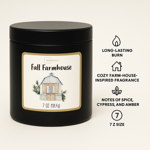 Mainstays Black Fall Farmhouse Scented Candle 7oz (198.4g) Candles Mainstays