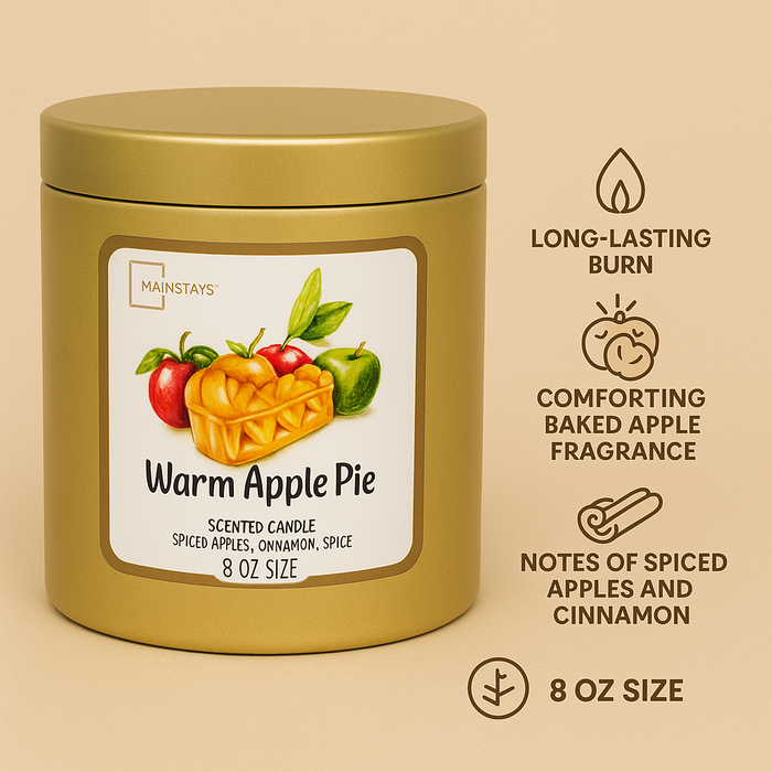 Mainstays Warm Apple Pie Gold Scented Candle 8oz (226g) Candles Mainstays
