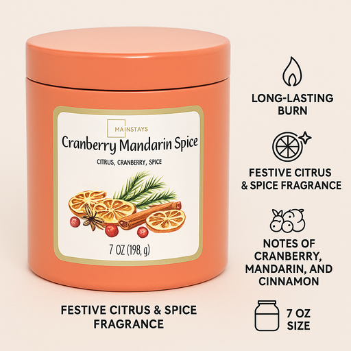 Mainstays Orange Cranberry Mandarin Scented Candle 7oz (198g) Candles Mainstays