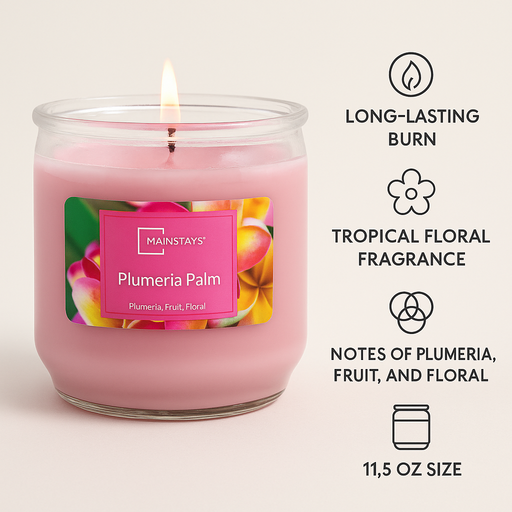 Mainstays Plumeria Palm Scented Candle 11.5oz 326g Candles Mainstays