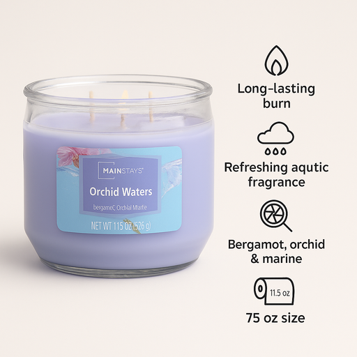 Mainstays Orchid Waters Scented Candle 11.5oz 326g Candles Mainstays