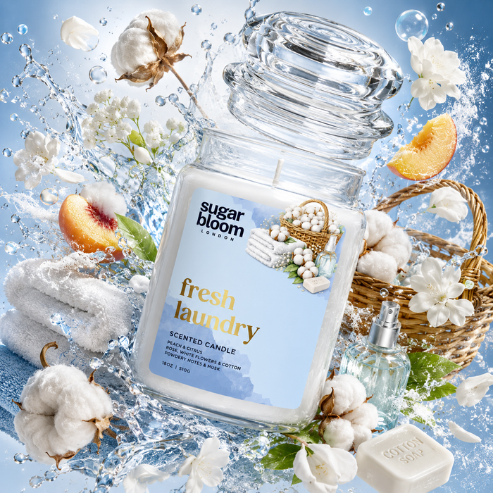 Sugar Bloom London Fresh Laundry Scented Candle 510g image 4