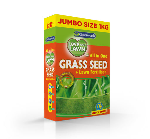 Chatsworth Jumbo Size Love Your Lawn Lawn Seed & Fertiliser 1kg Garden Tools 151 1 Pack