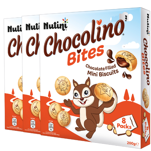 Nutini Chocolino Bites Mini Chocolate Biscuits 200g Snack Pack Assorted Packs Biscuits & Cereal Bars Nutini Pack of 3