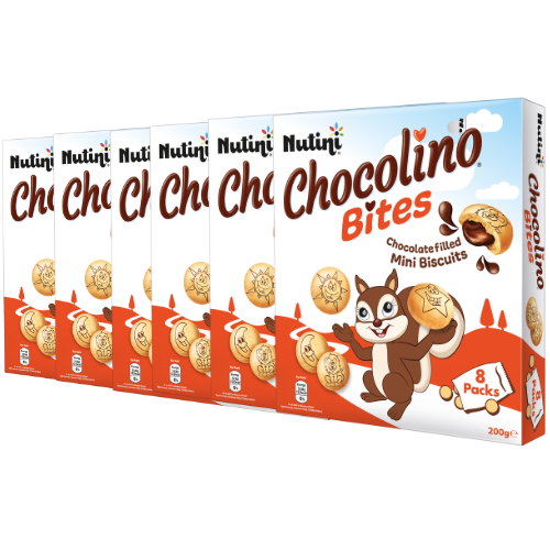 Nutini Chocolino Bites Mini Chocolate Biscuits 200g Snack Pack Assorted Packs Biscuits & Cereal Bars Nutini Pack of 6