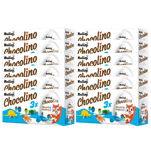 Nutini Chocolino Egg 3 Pack Assorted Flavours & Packs Chocolate Nutini Blue Pack of 12