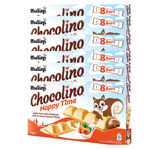 Nutini Chocolino Happy Time 8 x 15g Biscuits & Cereal Bars Nutini Pack of 6