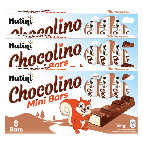 Nutini Chocolino Mini Bars 8 x 12.5g Biscuits & Cereal Bars Nutini Pack of 3