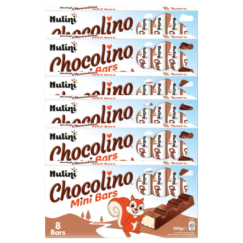 Nutini Chocolino Mini Bars 8 x 12.5g Biscuits & Cereal Bars Nutini Pack of 6